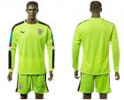 Uruguay Blank Shiny Green Long Sleeves Soccer Country Jersey