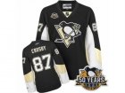 Womens Reebok Pittsburgh Penguins #87 Sidney Crosby Authentic Black Home 50th Anniversary Patch NHL Jersey