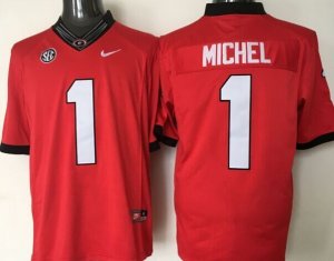 NCAA Georgia Bulldogs #1 Michel red Jerseys