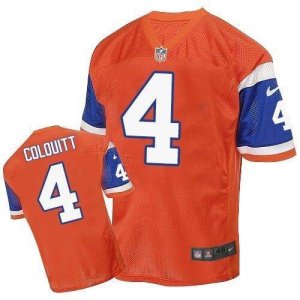 Nike Denver Broncos #4 Britton Colquitt Orange Throwback Men Stitched NFL Elite Jersey