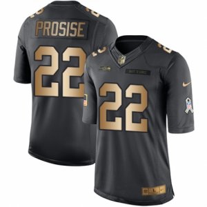 Men\'s Nike Seattle Seahawks #22 C. J. Prosise Limited Black Gold Salute to Service NFL Jersey