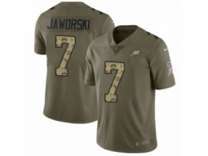 Men Nike Philadelphia Eagles #7 Ron Jaworski Limited Olive Camo 2017 Salute to Service NFL Jersey