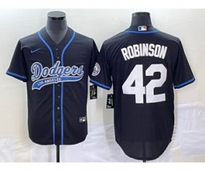 Men\'s Los Angeles Dodgers #42 Jackie Robinson Black Cool Base Stitched Baseball Jersey