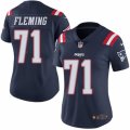 Women's Nike New England Patriots #71 Cameron Fleming Limited Navy Blue Rush NFL Jersey
