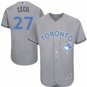 Mens Majestic Toronto Blue Jays #27 Brett Cecil Authentic Gray 2016 Fathers Day Fashion Flex Base MLB Jersey