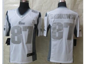 Nike New England Patriots #87 Gronkowski Platinum White jerseys[game]