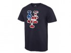 Mens New York Mets USA Flag Fashion T-Shirt Navy Blue