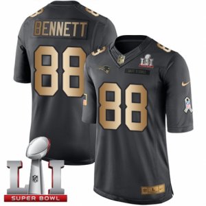 Mens Nike New England Patriots #88 Martellus Bennett Limited Black Gold Salute to Service Super Bowl LI 51 NFL Jersey