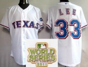 2011 world series mlb Texas Rangers #33 Cliff Lee White