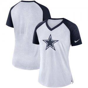 Dallas Cowboys Nike Womens Top V Neck T-Shirt White Navy