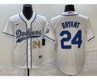 Men's Los Angeles Dodgers #24 Kobe Bryant Number White Cool Base Stitched Baseball Jersey