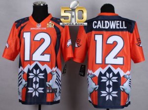 Nike Denver Broncos #12 Andre Caldwell Orange Super Bowl 50 Men Stitched NFL Elite Noble Fashion Jersey