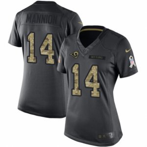 Women\'s Nike Los Angeles Rams #14 Sean Mannion Limited Black 2016 Salute to Service NFL Jersey