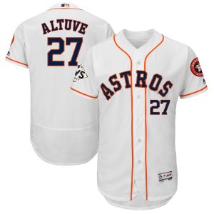 Mens Houston Astros #27 Jose Altuve White 2017 World Series Bound Flexbase Player Jersey