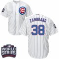Youth Majestic Chicago Cubs #38 Carlos Zambrano Authentic White Home 2016 World Series Bound Cool Base MLB Jersey