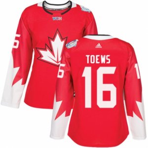 Women\'s Adidas Team Canada #16 Jonathan Toews Premier Red Away 2016 World Cup Hockey Jersey