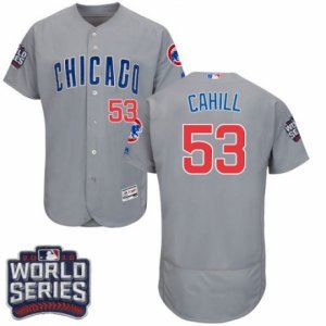 Men\'s Majestic Chicago Cubs #53 Trevor Cahill Grey 2016 World Series Bound Flexbase Authentic Collection MLB Jersey