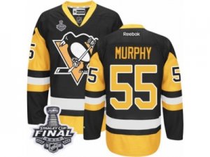 Mens Reebok Pittsburgh Penguins #55 Larry Murphy Authentic Black Gold Third 2017 Stanley Cup Final NHL Jersey
