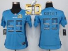 Women Nike Panthers #59 Luke Kuechly Blue Alternate Super Bowl 50 Stitched Strobe Jersey
