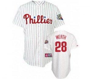 mlb philadelphia phillies #28 werth 2009 world series white(red