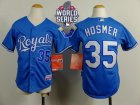 Youth Kansas City Royals #35 Eric Hosmer Blue Cool Base Alternate 1 W 2015 World Series Patch Stitched MLB Jersey
