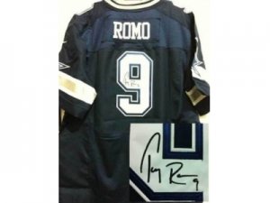 Nike Dallas Cowboys #9 Tony Romo dk.blue jerseys[Elite signature]