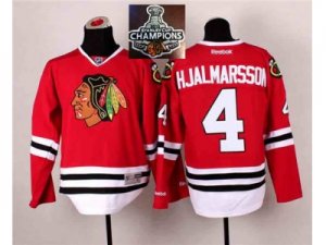 NHL Chicago Blackhawks #4 Niklas Hjalmarsson Red 2014 Stadium Series 2015 Stanley Cup Champions jerseys