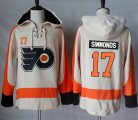 Mens Philadelphia Flyers #17 Wayne Simmonds Cream Sawyer Hooded Sweatshirt Stitched NHL Jersey