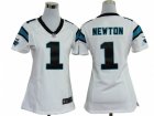 Nike Women NFL Carolina Panthers #1 Cam Newton White Jerseys