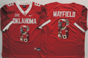 Oklahoma Sooners #6 Baker Mayfield Red Portrait Number College Jersey