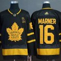 Maple Leafs #16 Mitchell Marner Black With Special Glittery Logo Adidas Jersey
