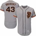 Mens Majestic San Francisco Giants #43 Dave Dravecky Gray Flexbase Authentic Collection MLB Jersey