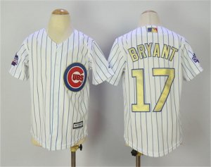 Cubs #17 Kris Bryant White World Series Champions Youth Gold Program Flexbase Jersey