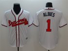 Atlanta Braves #1 Ozzie Albies White Cool Base Jersey