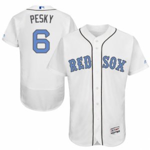 Men\'s Majestic Boston Red Sox #6 Johnny Pesky Authentic White 2016 Father\'s Day Fashion Flex Base MLB Jersey