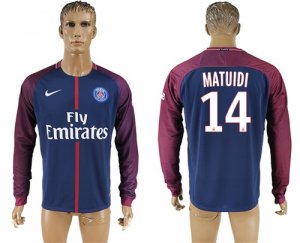 2017-18 Paris Saint-Germain 14 MATUIDI Home Long Sleeve Thailand Soccer Jersey