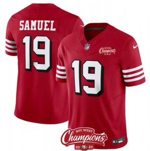 Men\'s San Francisco 49ers #19 Deebo Samuel Red 2023 F.U.S.E. NFC West Champions Alternate Football Stitched Jersey
