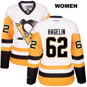 Womens Pittsburgh Penguins #62 Carl Hagelin Reebok White Away Premier Player Jersey