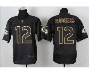 Nike jerseys green bay packers #12 aaron rodgers black[Elite gold lettering fashion]