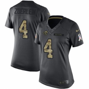 Women\'s Nike Los Angeles Rams #4 Greg Zuerlein Limited Black 2016 Salute to Service NFL Jersey