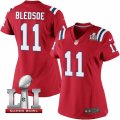 Womens Nike New England Patriots #11 Drew Bledsoe Elite Red Alternate Super Bowl LI 51 NFL Jersey