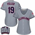 Womens Majestic Cleveland Indians #19 Bob Feller Authentic Grey Road 2016 World Series Bound Cool Base MLB Jersey