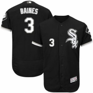 Men\'s Majestic Chicago White Sox #3 Harold Baines Black Flexbase Authentic Collection MLB Jersey