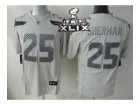 2015 Super Bowl XLIX Nike seattle seahawks #25 sherman New White Platinum jerseys[game]