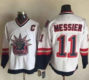 New York Rangers #11 Mark Messier White CCM Statue of Liberty Stitched NHL Jersey