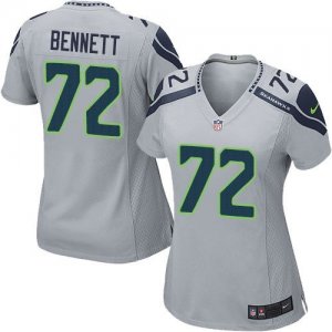 Women Nike Seattle Seahawks #72 Michael Bennett Grey jerseys