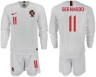 Portugal 11 BERNARDO Away 2018 FIFA World Cup Long Sleeve Soccer Jersey