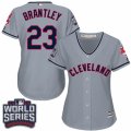 Womens Majestic Cleveland Indians #23 Michael Brantley Authentic Grey Road 2016 World Series Bound Cool Base MLB Jersey