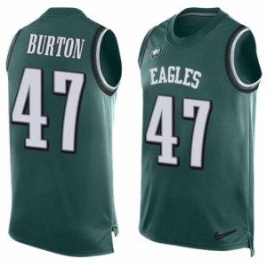 Mens Nike Philadelphia Eagles #47 Trey Burton Limited Midnight Green Player Name & Number Tank Top NFL Jersey