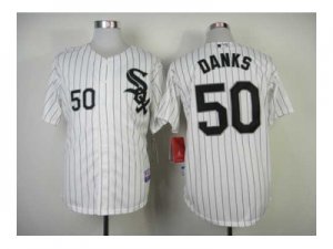 mlb jerseys chicago white sox #50 danks white[black stripe]